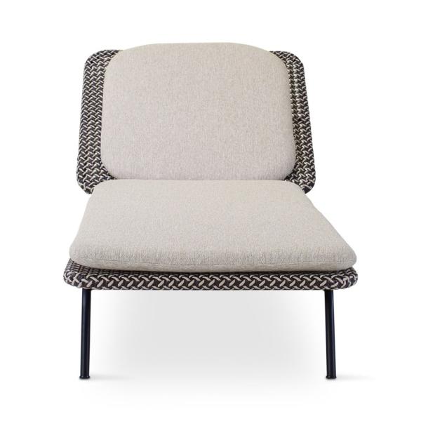 MODESTO sunlounger black alu, weaving oyster incl cushion cream