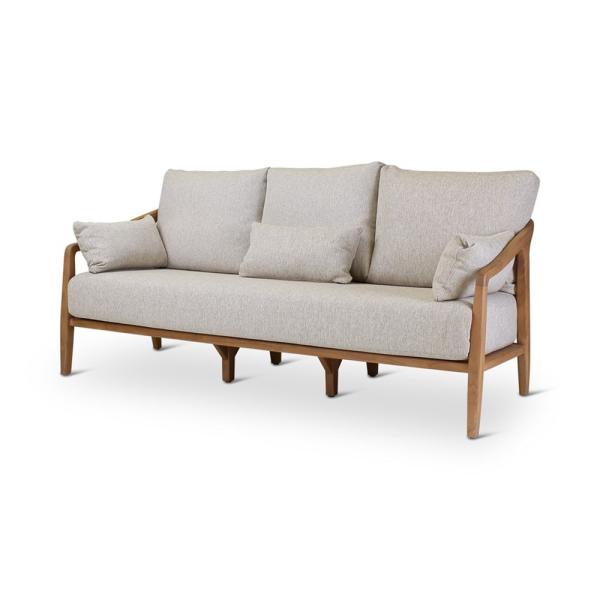 ANAIS 3-seat teak naturel, beige weaving, incl cushions cream