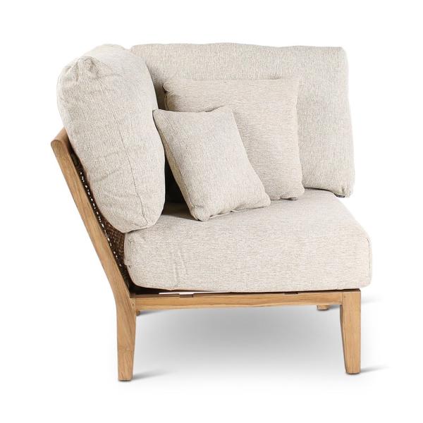 ANAIS corner teak naturel, beige weaving, incl cushions cream