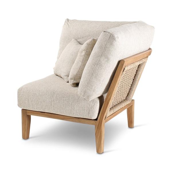 ANAIS corner teak naturel, beige weaving, incl cushions cream
