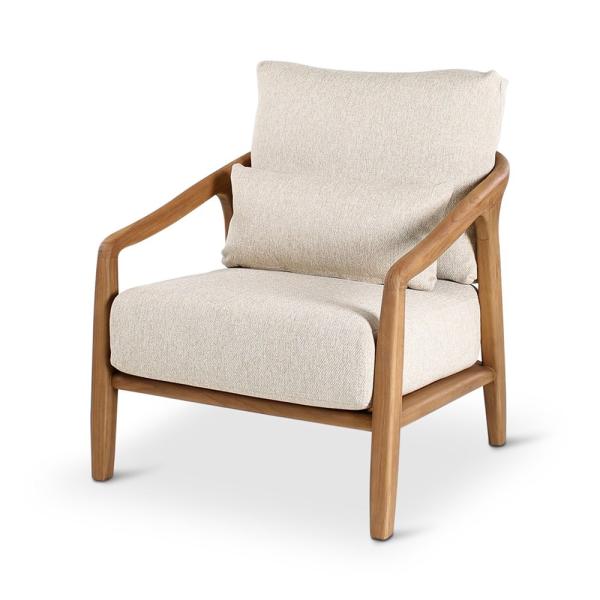 ANAIS lounge chair teak naturel, beige weaving, incl cushions cream