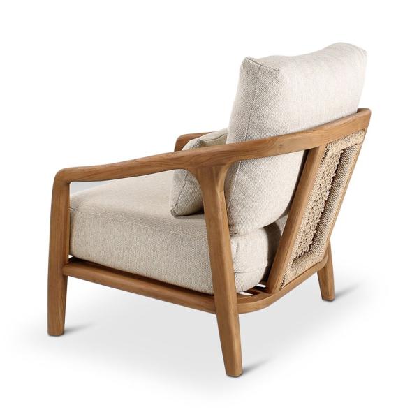 ANAIS lounge chair teak naturel, beige weaving, incl cushions cream