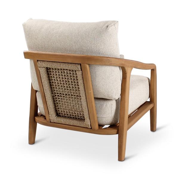 ANAIS lounge chair teak naturel, beige weaving, incl cushions cream