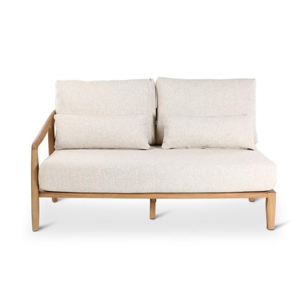 ANAIS seat left teak naturel, beige weaving, incl cushions cream