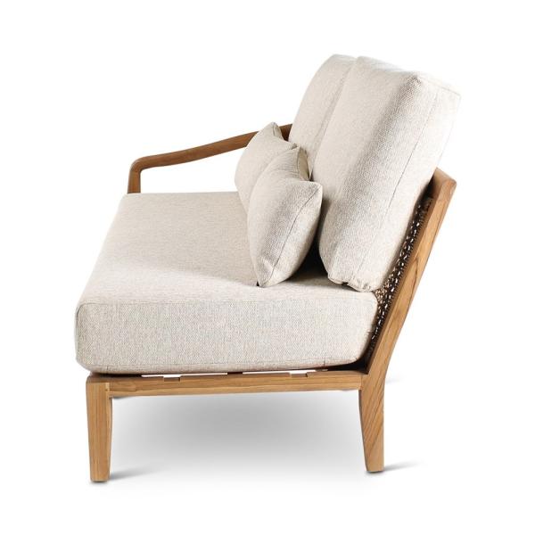 ANAIS seat left teak naturel, beige weaving, incl cushions cream