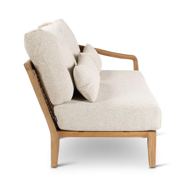 ANAIS seat right teak naturel, beige weaving, incl cushions cream