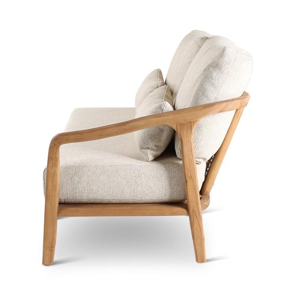 ANAIS seat right teak naturel, beige weaving, incl cushions cream