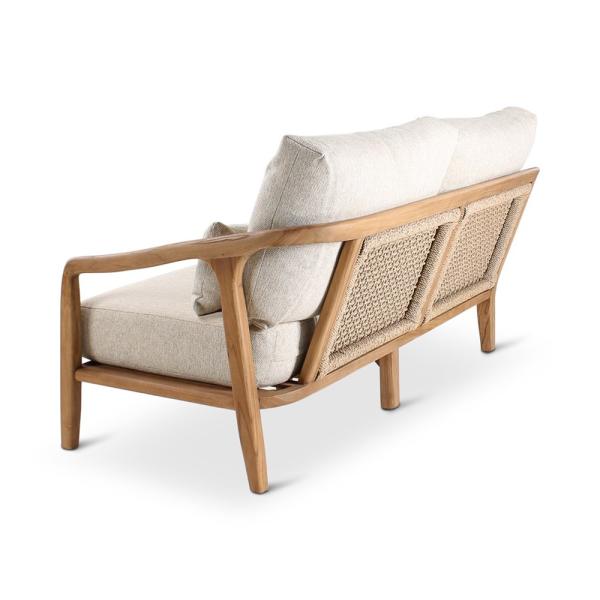 ANAIS seat right teak naturel, beige weaving, incl cushions cream