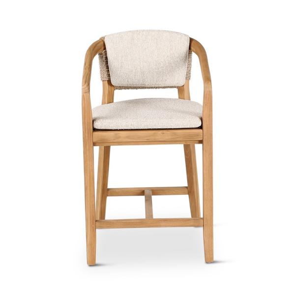 ELISA counter chair teak naturel, beige weaving incl cushions cream