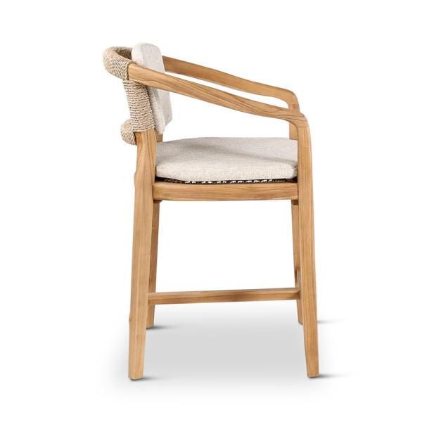ELISA counter chair teak naturel, beige weaving incl cushions cream