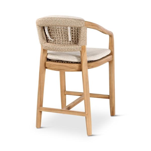 ELISA counter chair teak naturel, beige weaving incl cushions cream