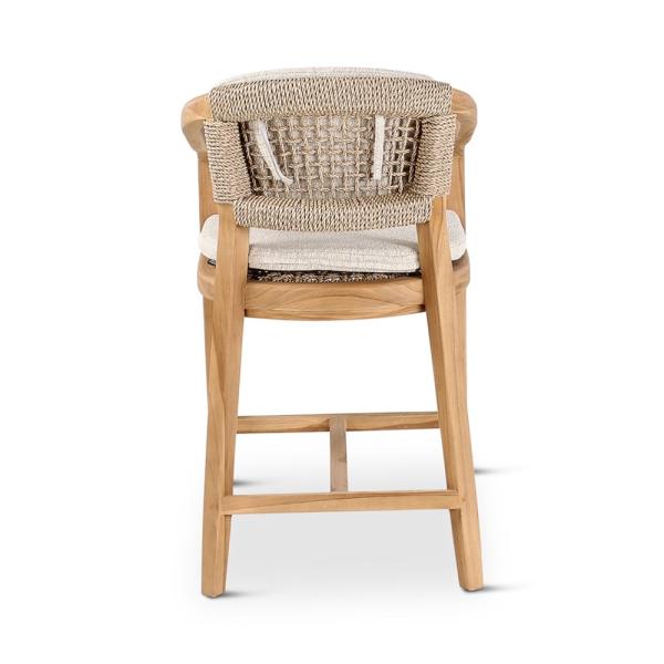 ELISA counter chair teak naturel, beige weaving incl cushions cream