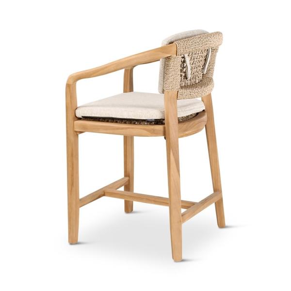 ELISA counter chair teak naturel, beige weaving incl cushions cream