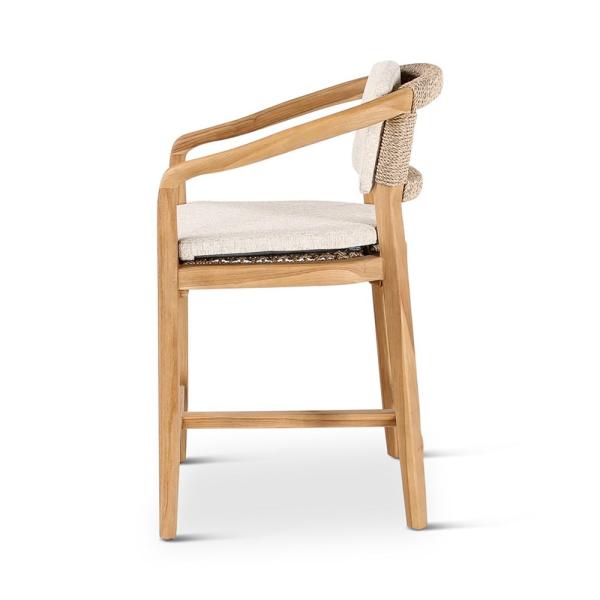 ELISA counter chair teak naturel, beige weaving incl cushions cream