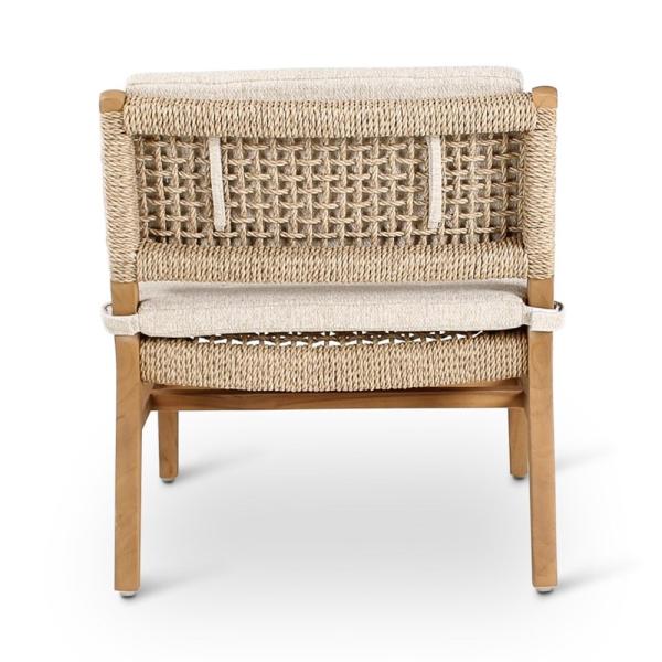 NAOMI loungechair teak natural, beige weaving incl cushion cream