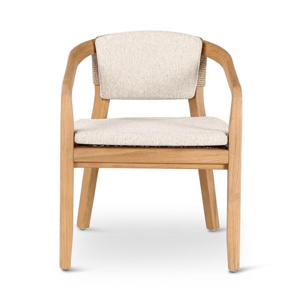 ELISA armchair teak naturel, beige weaving incl cushions cream