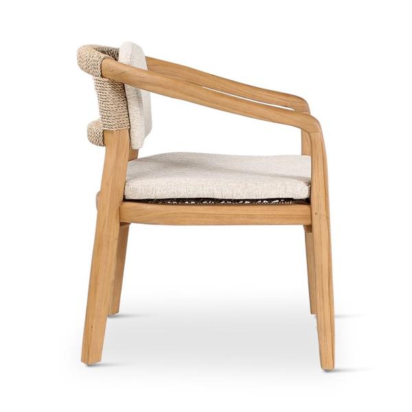 ELISA armchair teak naturel, beige weaving incl cushions cream