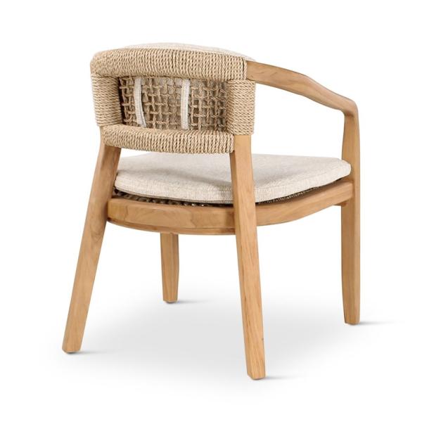 ELISA armchair teak naturel, beige weaving incl cushions cream