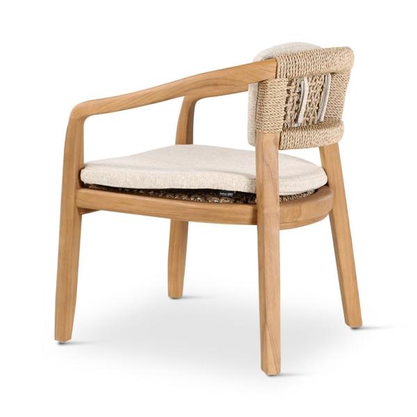 ELISA armchair teak naturel, beige weaving incl cushions cream