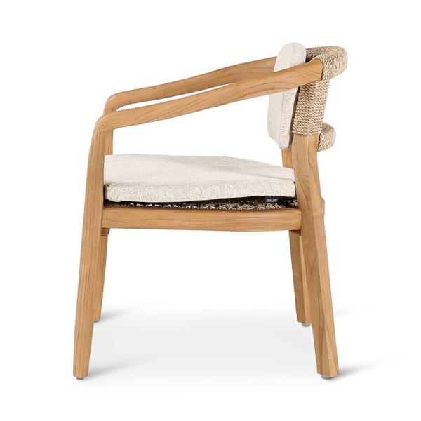 ELISA armchair teak naturel, beige weaving incl cushions cream