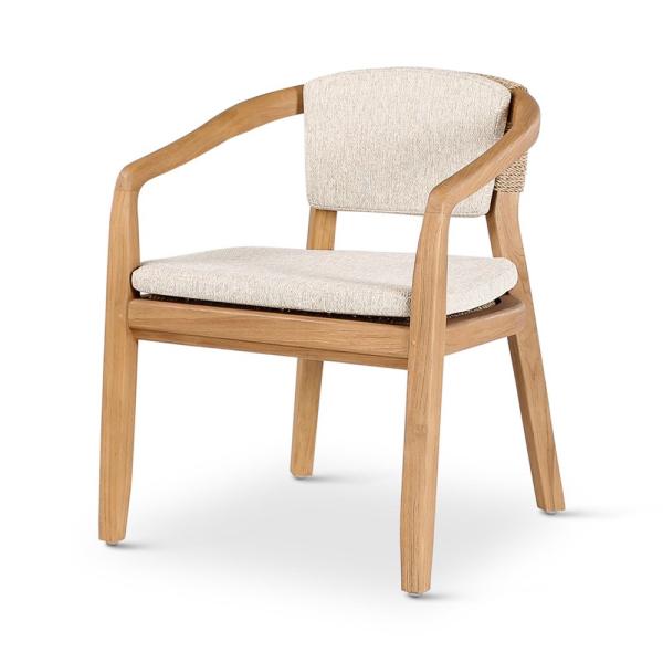 ELISA armchair teak naturel, beige weaving incl cushions cream