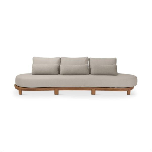 AMBON 3-seat teak naturel, naturel weaving incl cushions cream