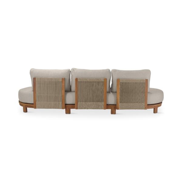 AMBON 3-seat teak naturel, naturel weaving incl cushions cream