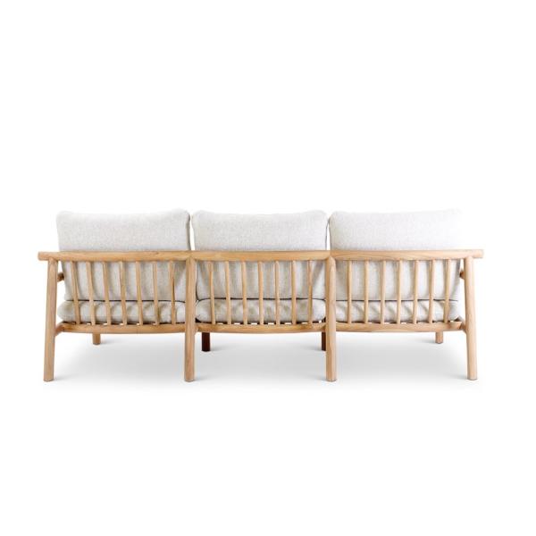 KURO 3-seater teak naturel incl cushions cream