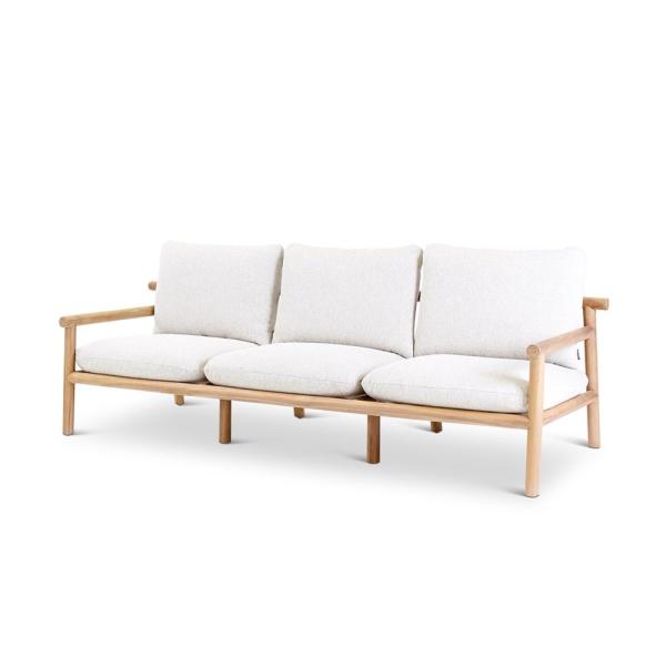 KURO 3-seater teak naturel incl cushions cream