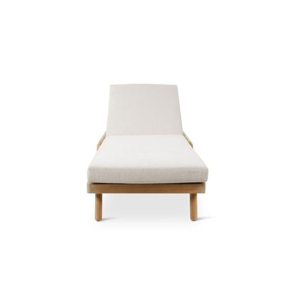 BORAS sunlounger teak natural incl cushion clay