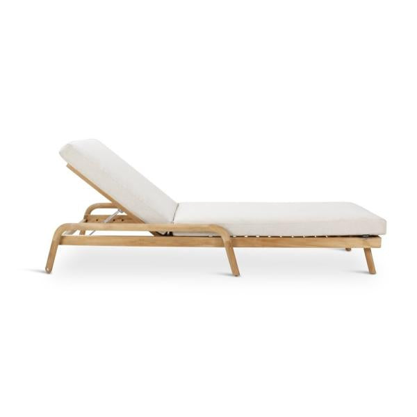 BORAS sunlounger teak natural incl cushion clay