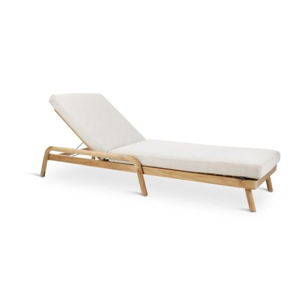 BORAS sunlounger teak natural incl cushion clay