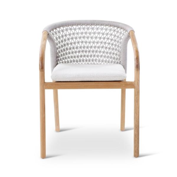 LUGANO armchair teak naturel, grey weaving incl cushions clay