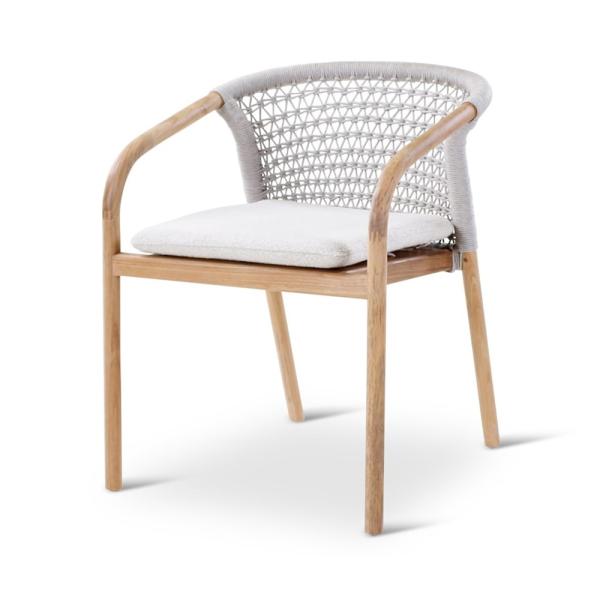 LUGANO armchair teak naturel, grey weaving incl cushions clay