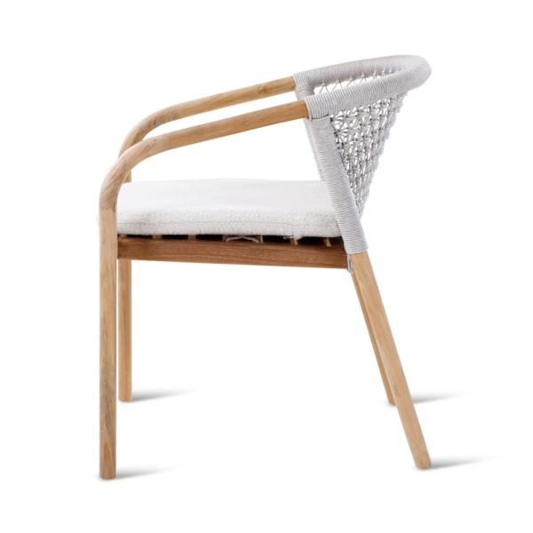 LUGANO armchair teak naturel, grey weaving incl cushions clay