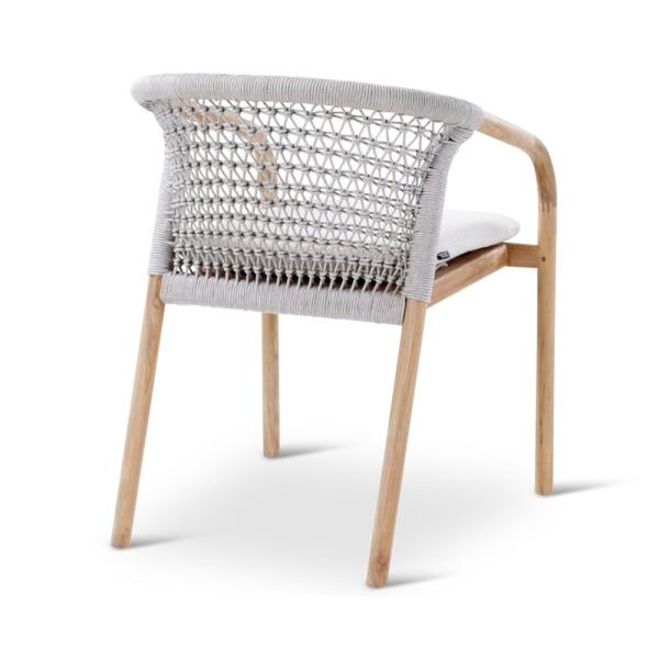 LUGANO armchair teak naturel, grey weaving incl cushions clay