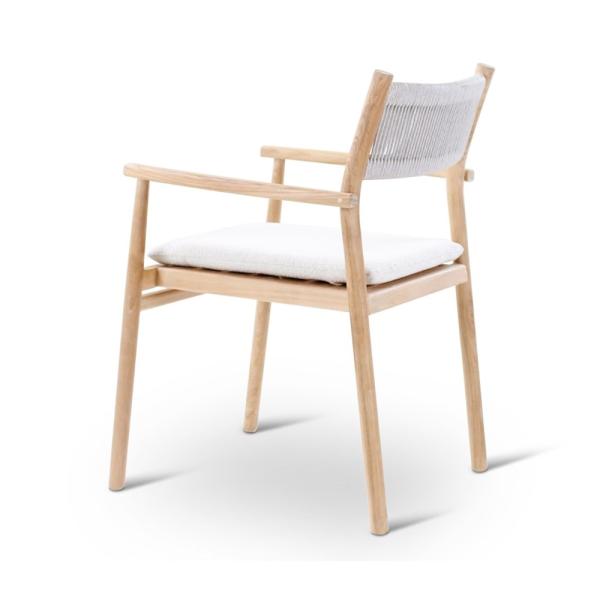 MALOY armchair teak naturel, grey weaving incl cushions clay