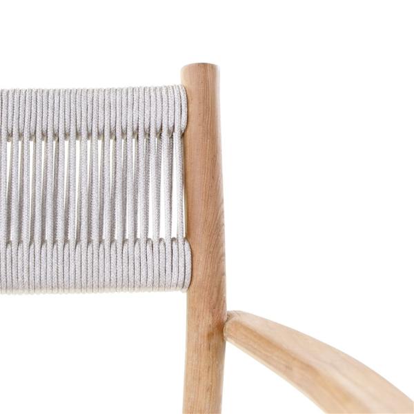 MALOY armchair teak naturel, grey weaving incl cushions clay