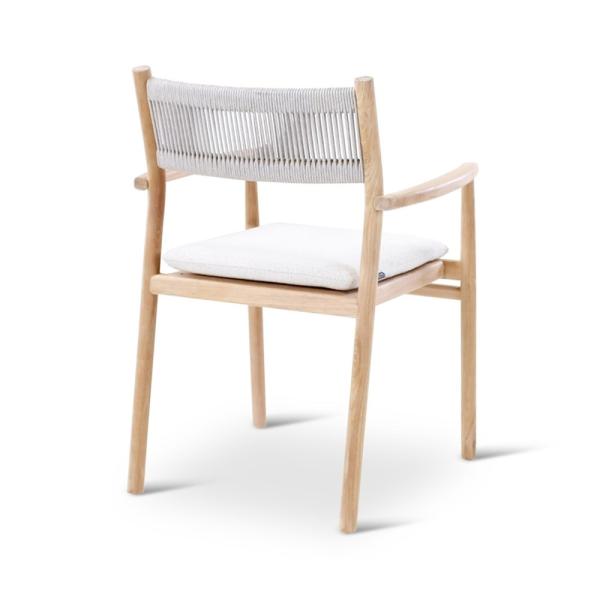 MALOY armchair teak naturel, grey weaving incl cushions clay