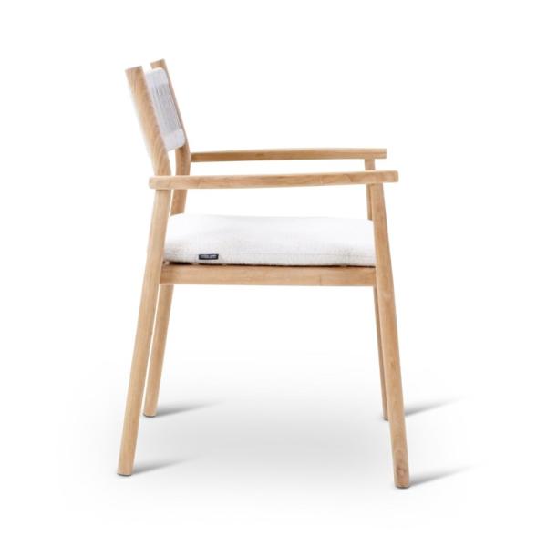 MALOY armchair teak naturel, grey weaving incl cushions clay