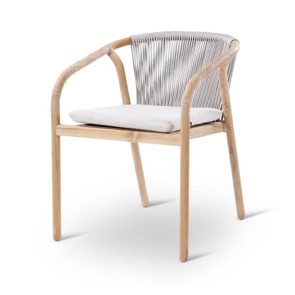 BORAS armchair teak naturel, grey weaving incl cushions clay