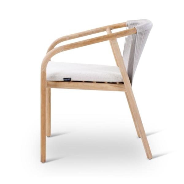 BORAS armchair teak naturel, grey weaving incl cushions clay