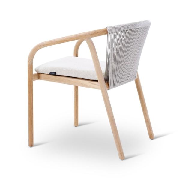 BORAS armchair teak naturel, grey weaving incl cushions clay