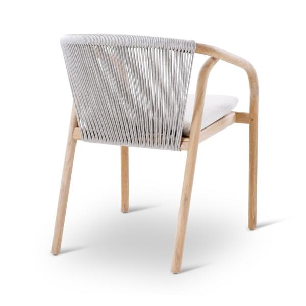 BORAS armchair teak naturel, grey weaving incl cushions clay