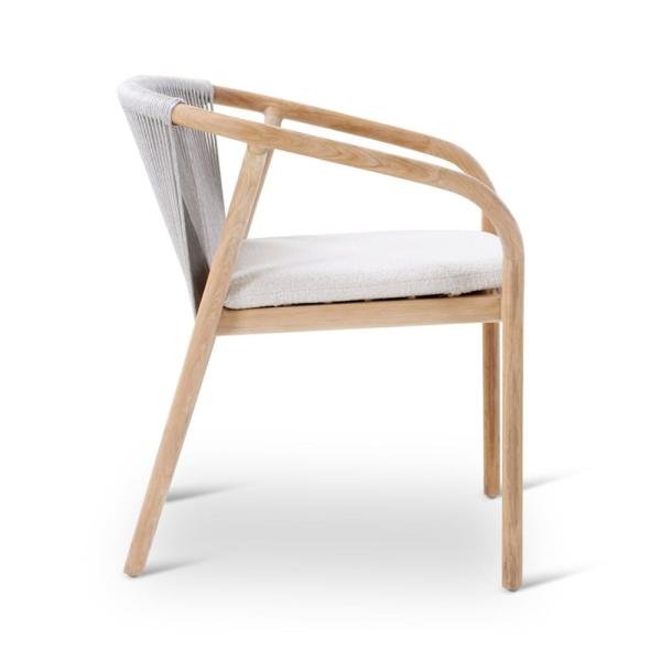 BORAS armchair teak naturel, grey weaving incl cushions clay