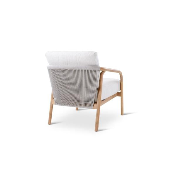 BORAS lounge chair teak naturel, grey weaving incl cushions clay