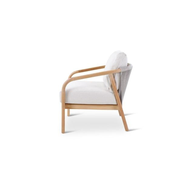 BORAS lounge chair teak naturel, grey weaving incl cushions clay