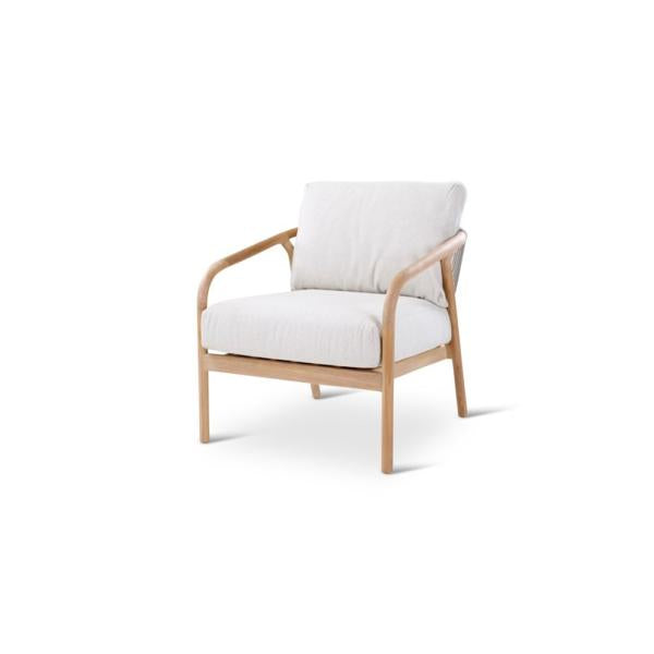 BORAS lounge chair teak naturel, grey weaving incl cushions clay