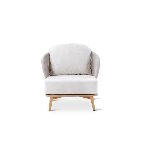GABOR lounge chair teak naturel, grey weaving incl cushions clay