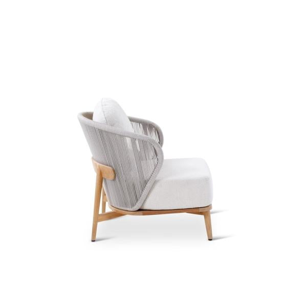 GABOR lounge chair teak naturel, grey weaving incl cushions clay